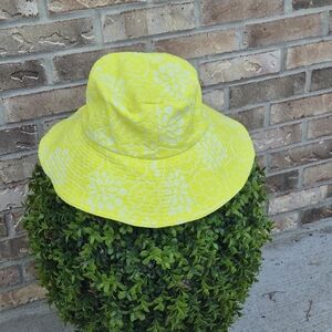 For Love & Lemons floral Terry bucket hat in yellow. Size M/L